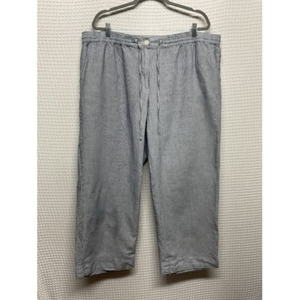 Talbots Pants Blue/White Stripe‎ Drawstring Wide Leg Chino Pants Women 20W China